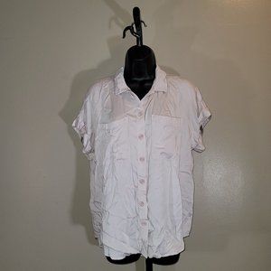 A568444 As Is Side Stitch Slouchy Short Sleeve Button down shirt